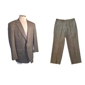 Suit Set Vintage Men 42 Southwick Tweed 2-Button Blazer Suit Pant Jacket Brown